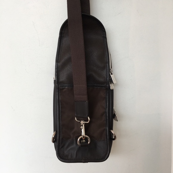 Orobianco Sling Shoulder Bag Rectangle Brown Lots of pockets 6" x 14" Crossbody - Picture 6 of 10